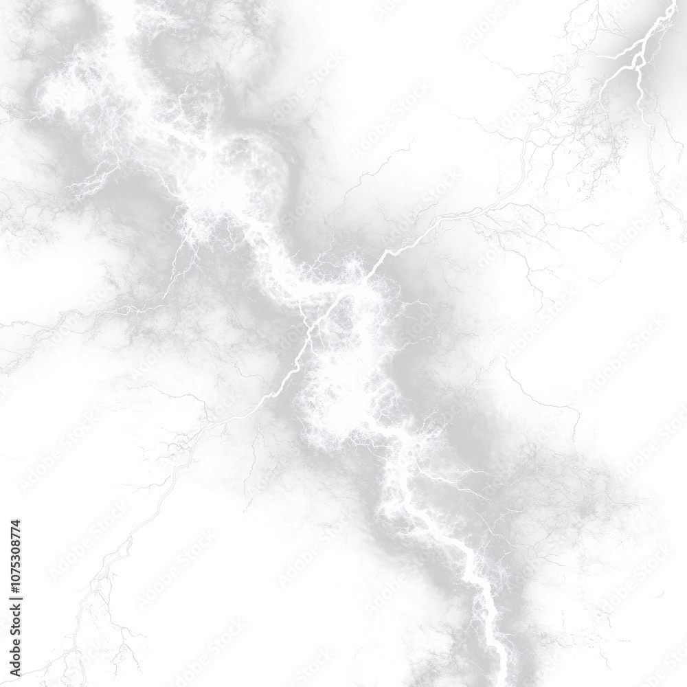 Obraz premium Abstract Black and White Lightning in Dark Clouds on white and Transparent Background