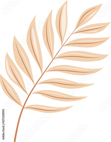 Minimalist Boho Palm Leaf Illustration in Beige – Tropical Botanical Nature-Inspired Decor Art for Modern Aesthetic, Foliage, Organic Design
