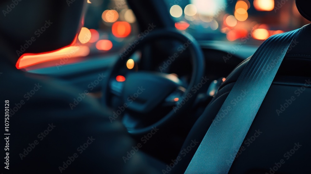 Naklejka premium Inside a Car at Night