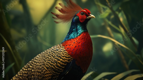 Emperor s Pheasant an endangered species of wild bird photo