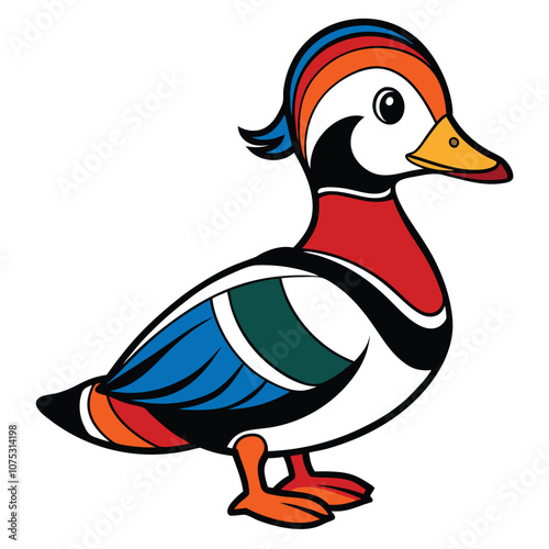 harlequin duck flat vector illustration isolated on white background.