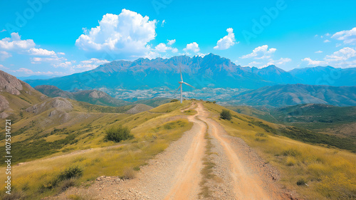 scenic view of wind farm on hills, showcasing renewable energy