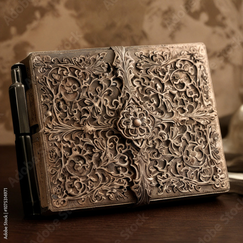 a notebook made of vintage textured cardboard