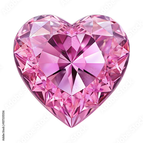 Pink heart shaped diamond isolated on transparent background. AI Generative