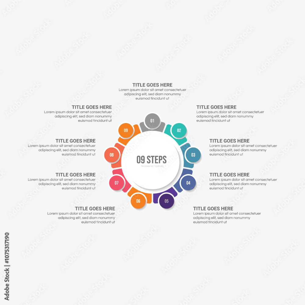 Fototapeta premium Round Cycle Business Infographic Design Template with 9 Options