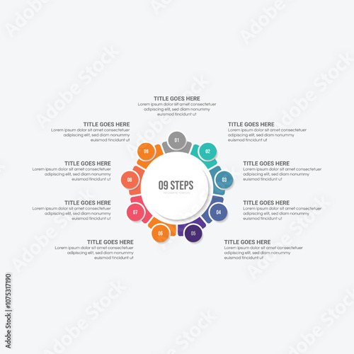 Round Cycle Business Infographic Design Template with 9 Options
