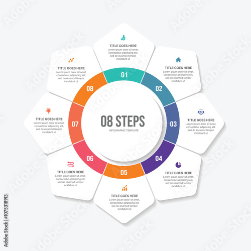 Round Cycle Business Infographic Design Template with 8 Options
