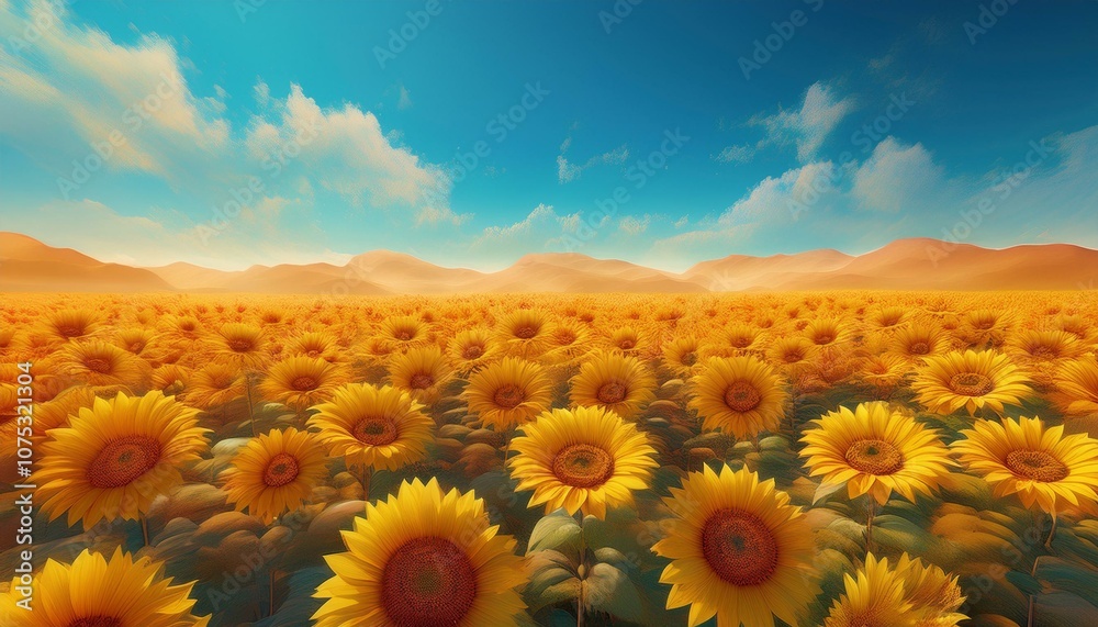 Obraz premium Sunflowers blooming abundantly in the fields