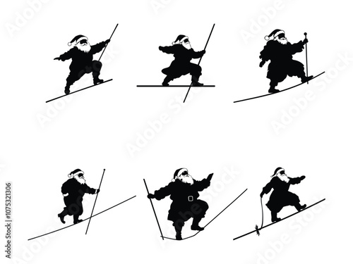 Santa Tightrope Walking | Christmas Silhouette Art