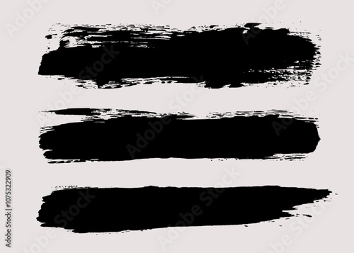 Brush strokes vector. Painted line and rectangle banner collection. Long and wide grunge background. Grain texture design elements