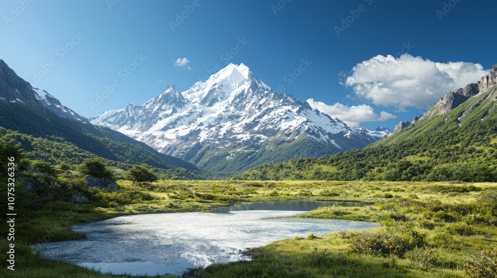 Climate Change Impact: Melting Glacier in Majestic Snow-Capped Mountain Range 3D Render Climate Change Impact: Melting Glacier in Majestic Snow-Capped Mountain Range 3D Render