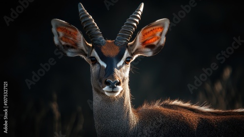 Nyala is a mid sized antelope characterized by its spiral horns positioned in size between a bushbuck and a kudu photo