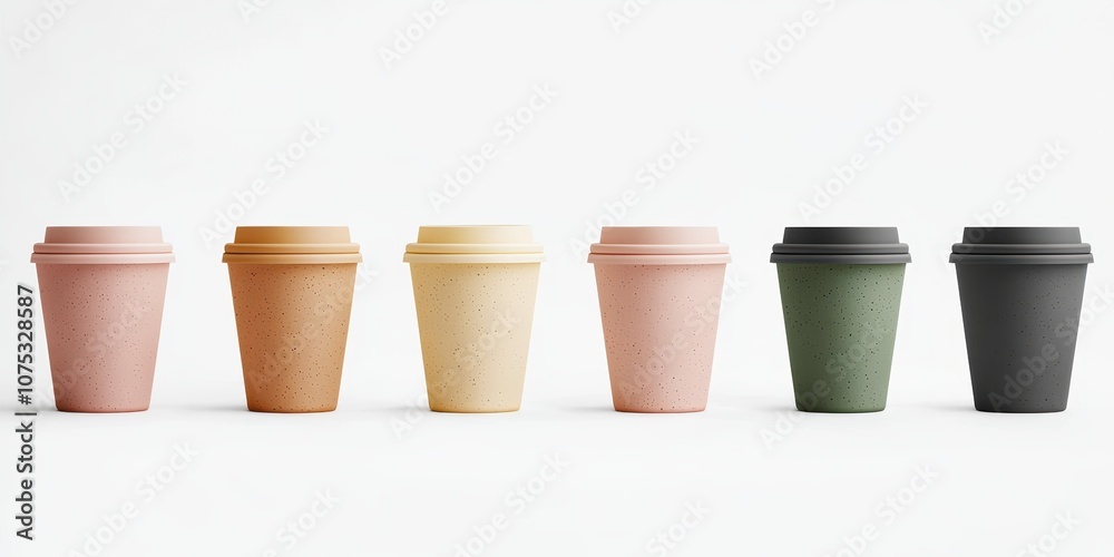 Warm Color Palette of Diverse Coffee Cups Warm Color Palette of Diverse Coffee Cups
