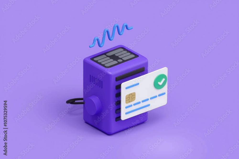 Fototapeta premium Secure server with a credit card attached indicating safe payment