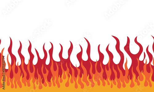 Blank background of cartoon fire flames