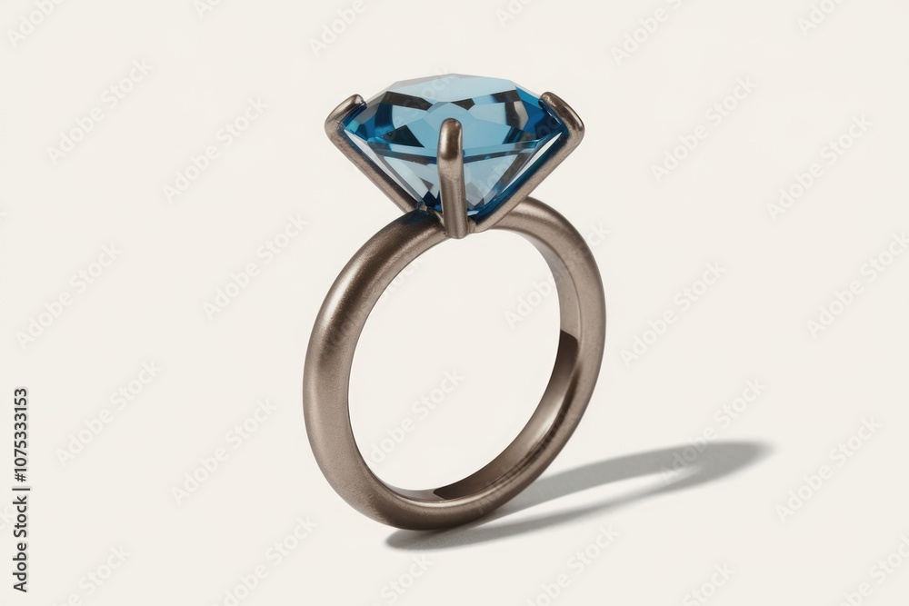 A silver ring with a large blue topaz gemstone A silver ring with a large blue topaz gemstone