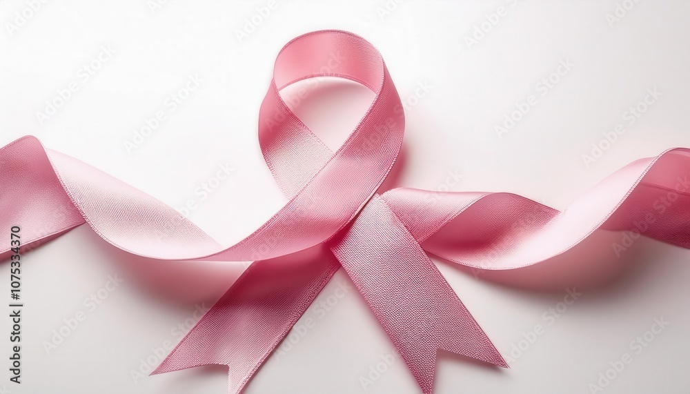 Elegant Pink Ribbon for Breast Cancer Awareness Campaigns, Symbol of Support, Hope, and Empowerment, Ideal for Health Promotion, Charity Events, and Awareness Initiatives. 15 October Day