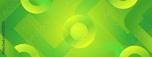 Yellow and Green Abstract Banner Geometric Lines Pattern Ideal for Post, Background, Banner, Ad, Promo, Invitation, Etc