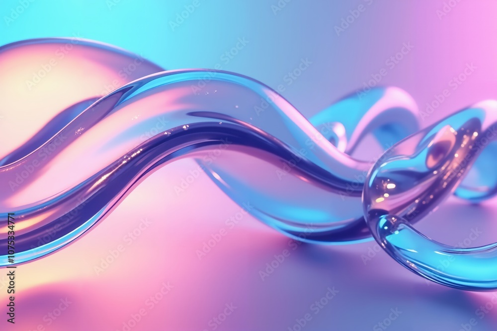 Abstract glassy twisting shapes in vivid pastel gradient colors Abstract glassy twisting shapes in vivid pastel gradient colors