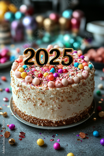 gâteau, cupcake, décoration nouvel an, bonne année, 2025, coloré, perles de sucre, fête, réveillon, résolutions, vœux, champagne, repas, décompte, tradition, famille, amis