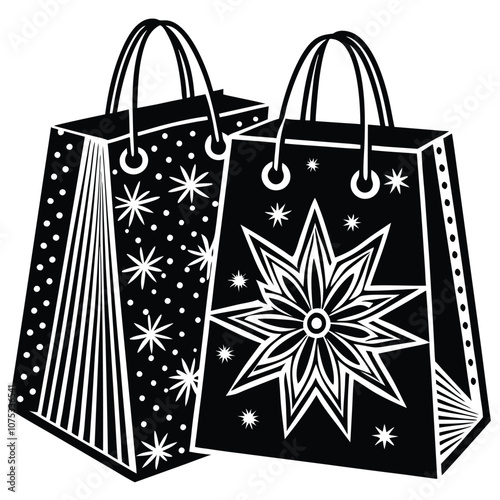 Festive Shopping Bags silhouette vector