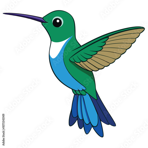 Cute cartoon hummingbird vector illustration white-background