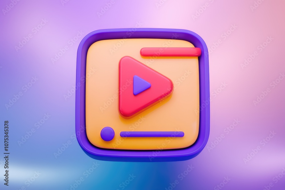 3D play button in a frame with vibrant colors 3D play button in a frame with vibrant colors