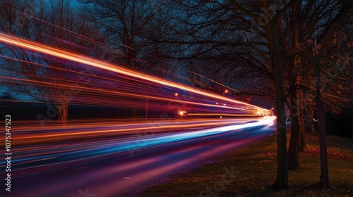 Line art illustration showcasing light trails Artistic representation captured through long exposure photography