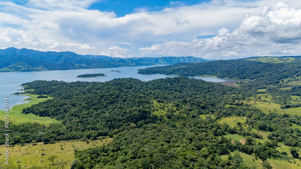 Aerial view of Lake Arenal which was once a town Aerial view of Lake Arenal which was once a town