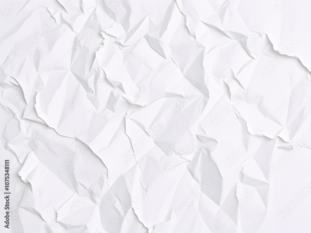 Fototapeta premium Top view of crumpled white paper texture