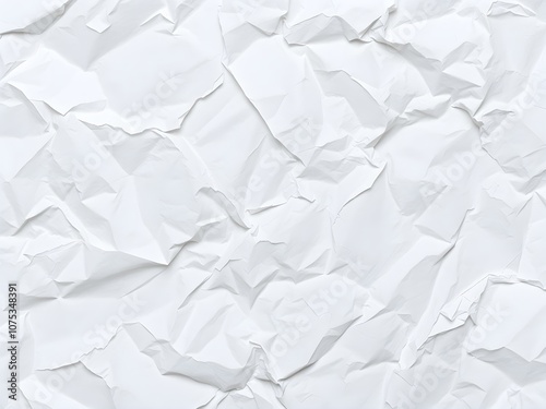 Crumpled paper texture white background