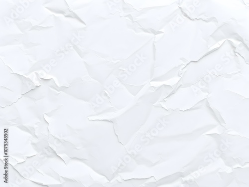 Crumpled paper texture white background