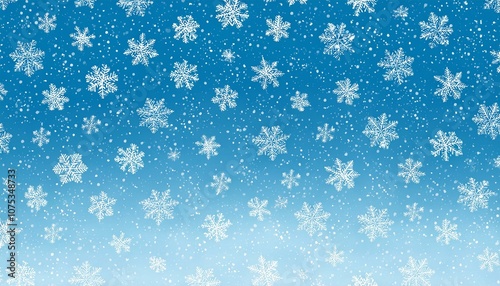 White snow falling on sky blue background seamless pattern. Flat style snowfall repeating texture for christmas greeting card or banner. Vector eps8 illustration. photo