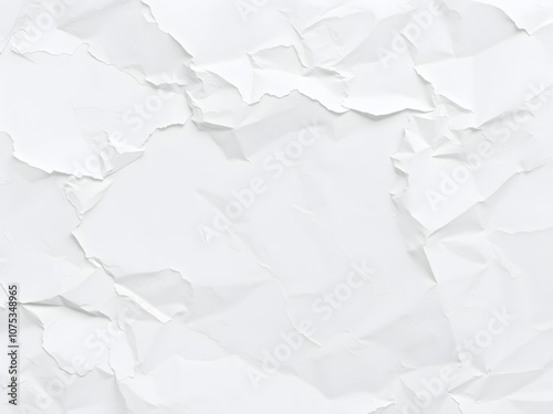 Crumpled paper texture white background