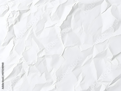 Crumpled paper texture white background