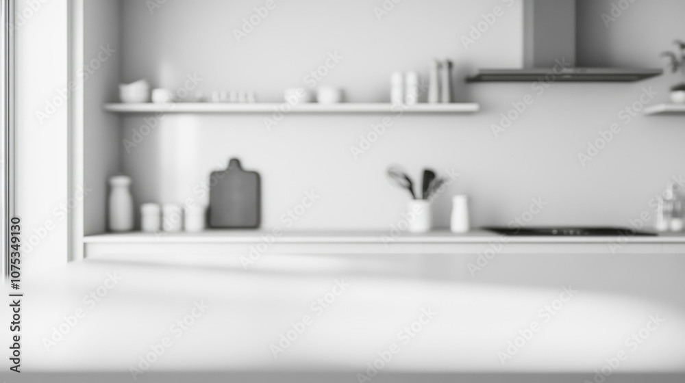 Elegant Scandinavian kitchen design featuring open shelving and a minimalist monochrome aesthetic Elegant Scandinavian kitchen design featuring open shelving and a minimalist monochrome aesthetic