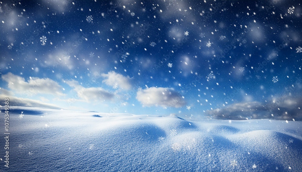 Naklejka premium Winter christmas sky with falling snow