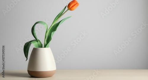 Wallpaper Mural Simple elegance with single tulip in modern vase on desk Torontodigital.ca