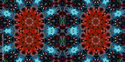 Seamless kaleidoscope pattern. The texture of the woven pattern. Endless pattern