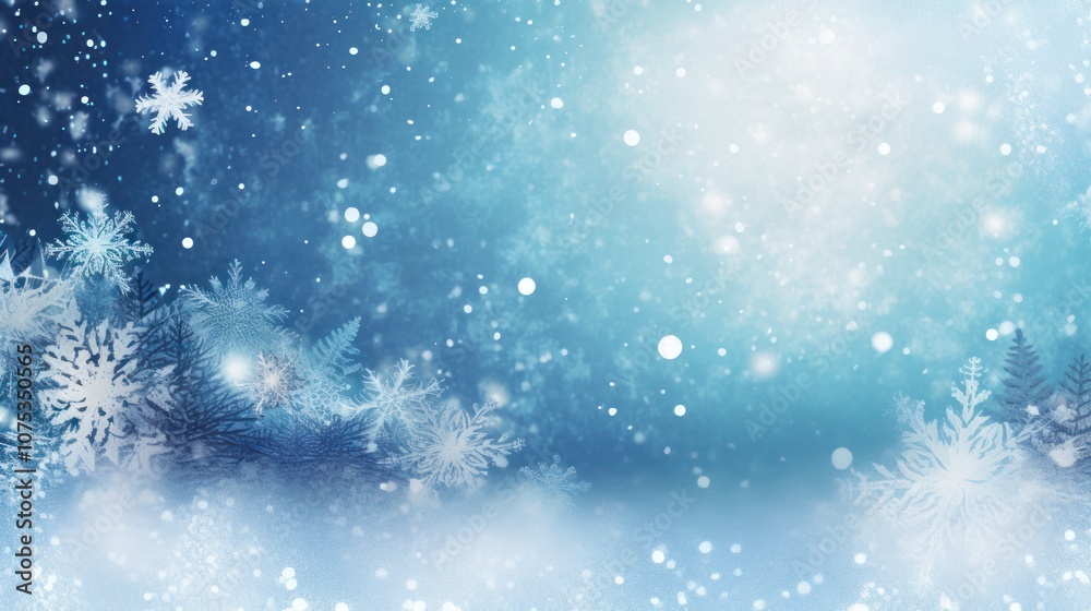 Abstract winter background with snowflakes and bokeh. Abstract winter background with snowflakes and bokeh.