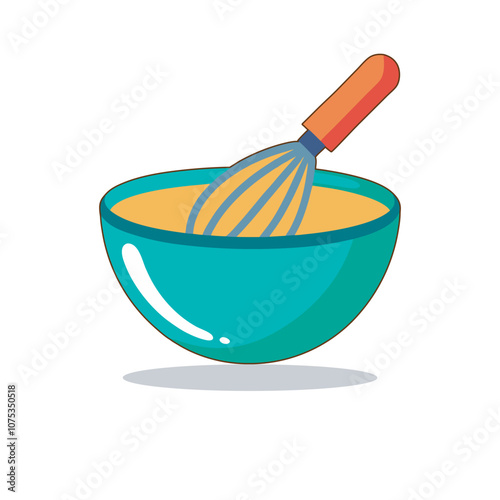 Bowl with whisk vector art illustration file