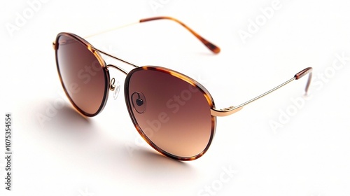 Stylish and chic sunglasses isolated on a white background offering a modern accessory for fashion enthusiasts and sun protection seekers alike. photo