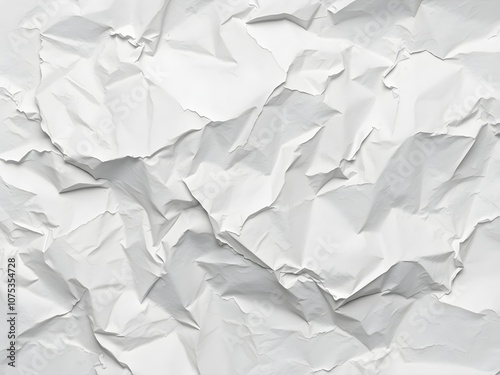 Crumpled paper texture white background