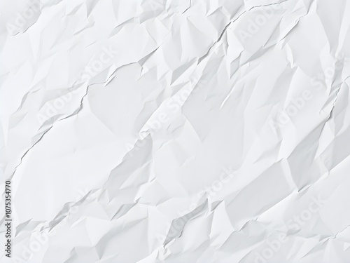 Crumpled paper texture white background
