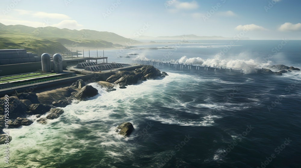 A photo of a tidal energy project in a coastal estuary A photo of a tidal energy project in a coastal estuary