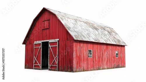 Vibrant and Classic Red Barn in Rural Landscape, Capturing the Essence of Countryside Charm and Timeless Agricultural Architecture Amidst Natural Surroundings