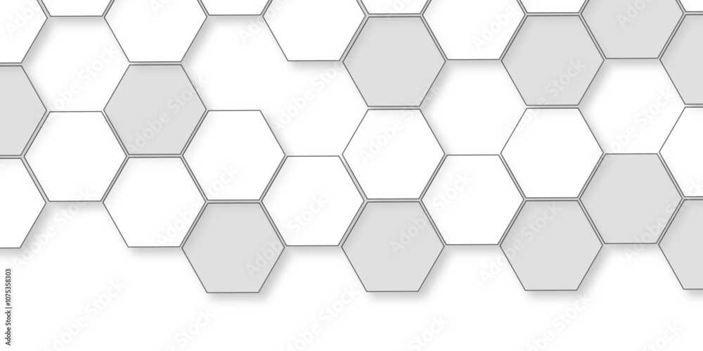 Abstract white background with hexagon and hexagonal background. Luxury white pattern with hexagons. abstract 3d hexagonal background with shadow. 3D futuristic abstract honeycomb mosaic background.