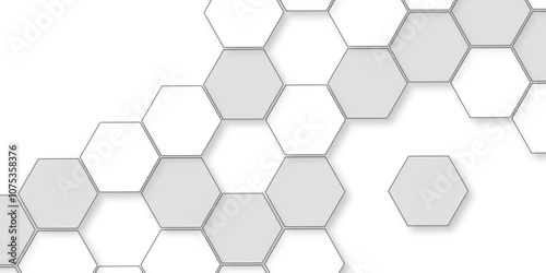 Abstract white background with hexagon and hexagonal background. Luxury white pattern with hexagons. abstract 3d hexagonal background with shadow. 3D futuristic abstract honeycomb mosaic background.