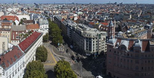 Photography Panoramic view of Vienna from the observation platform on Haus des Meeres,Vienna