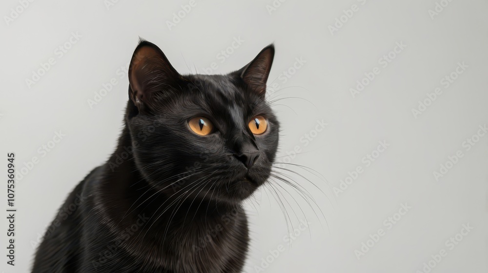 black cat close up on white background black cat close up on white background